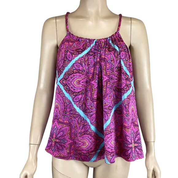 Alice & Trixie Womens Top Size Medium Pink & Blue Paisley Sleeveless - Picture 1 of 6